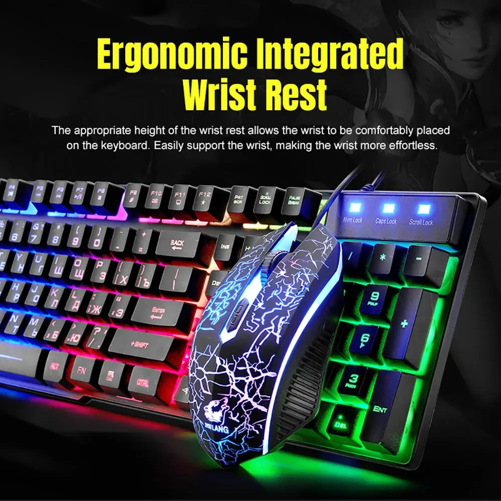 VicTsing XR992 Gaming Keyboard And Mouse Set Rainbow Backlight USB Ergonomic For PC Laptop Gamer Games Mouses And Keyboards Kit (2)