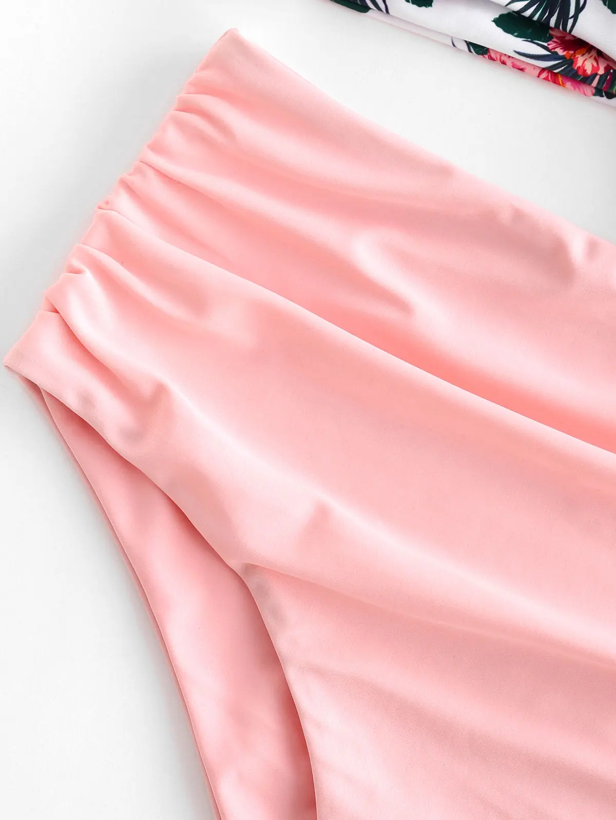 ZAFUL Women Flower Print Knot High Rise Tankini Swimsuit High Waisted Ruched Tankini Bathing Suit Contrast Two Piece Swimwear