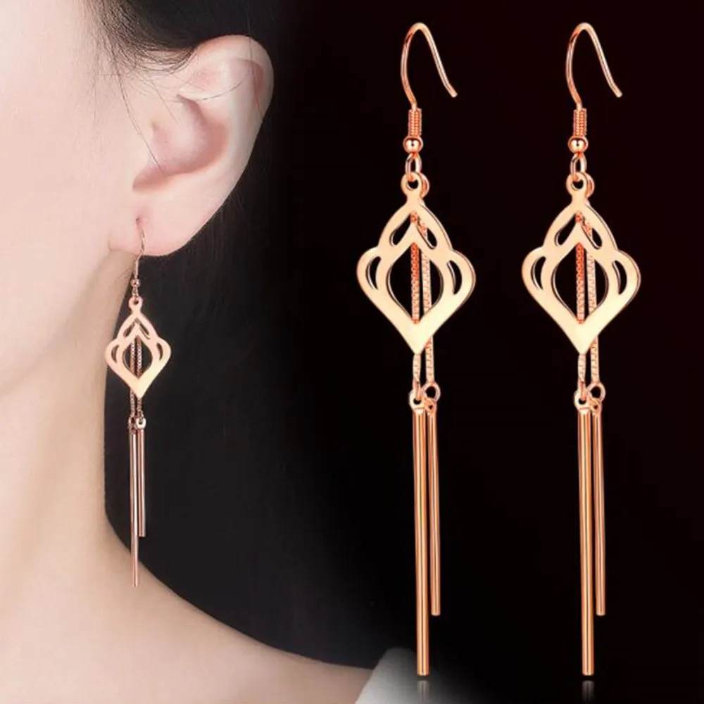 

NEHZY 925 Sterling Silver Jewelry High Quality Woman Fashion Earrings Retro Long Tassel Hollow Square Water Drop Pop Earrings