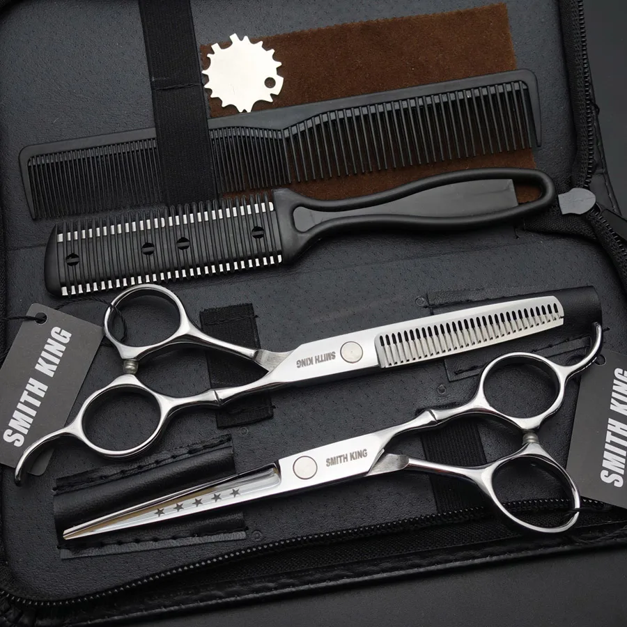 SMITH KING 6 дюймов Профессиональные парикмахерские ножницы, " филировочные ножницы, стильные ножницы/ножницы+ Подарочная коробка/наборы