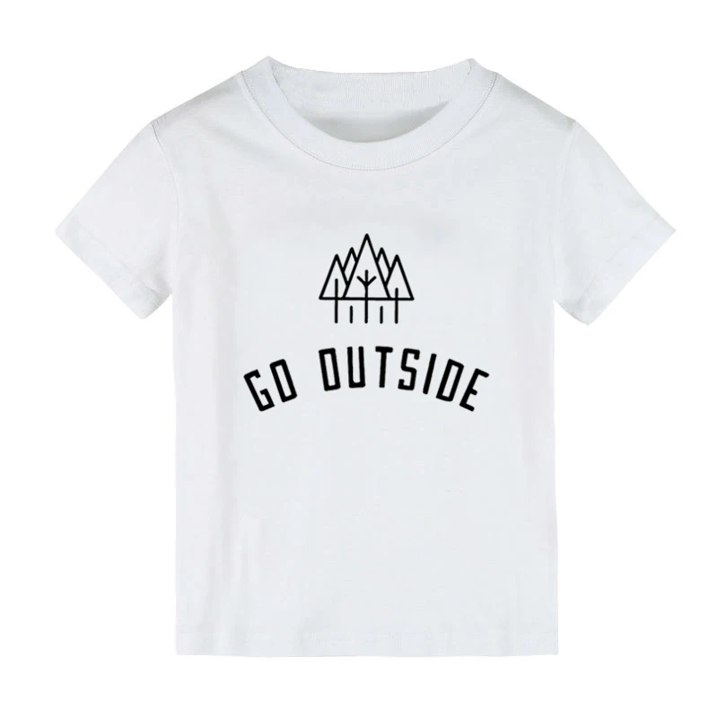 Детская футболка с принтом «Go Outside hiking», рубашка для мальчиков и девочек, детская одежда для малышей, забавные уличные футболки, CZ-150