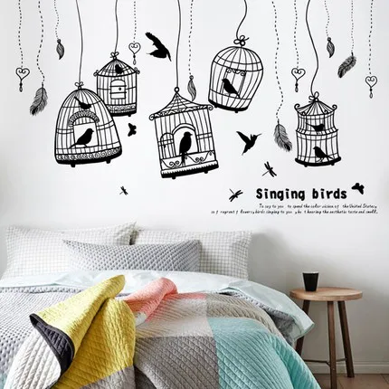 Black Wall Sticker Simple Pastoral Style Bird Cage Restaurant Wall Decor Café Poster And Prints Room Decoration Kitchen Stickers Black Wall Sticker Simple Pastoral Style Bird Cage Restaurant Wall Decor Café Poster And Prints Room Decoration Kitchen Stickers
