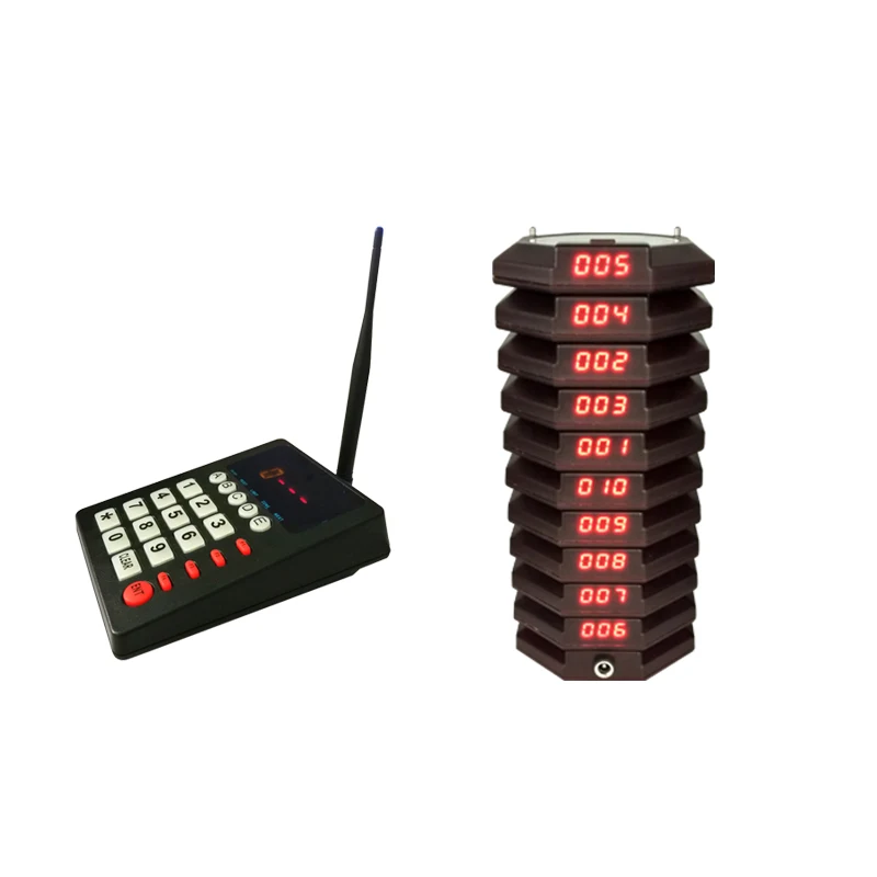 

Restaurant Wireless Quene Table Calling System 1 Transmitter+20 Coaster Pagers Chargeable