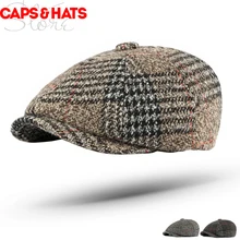 Зимняя новая шерстяная шапка, корейский головной убор в клетку, Мужские Женские береты Enfant Painter кепка газетчика, шляпа черного цвета