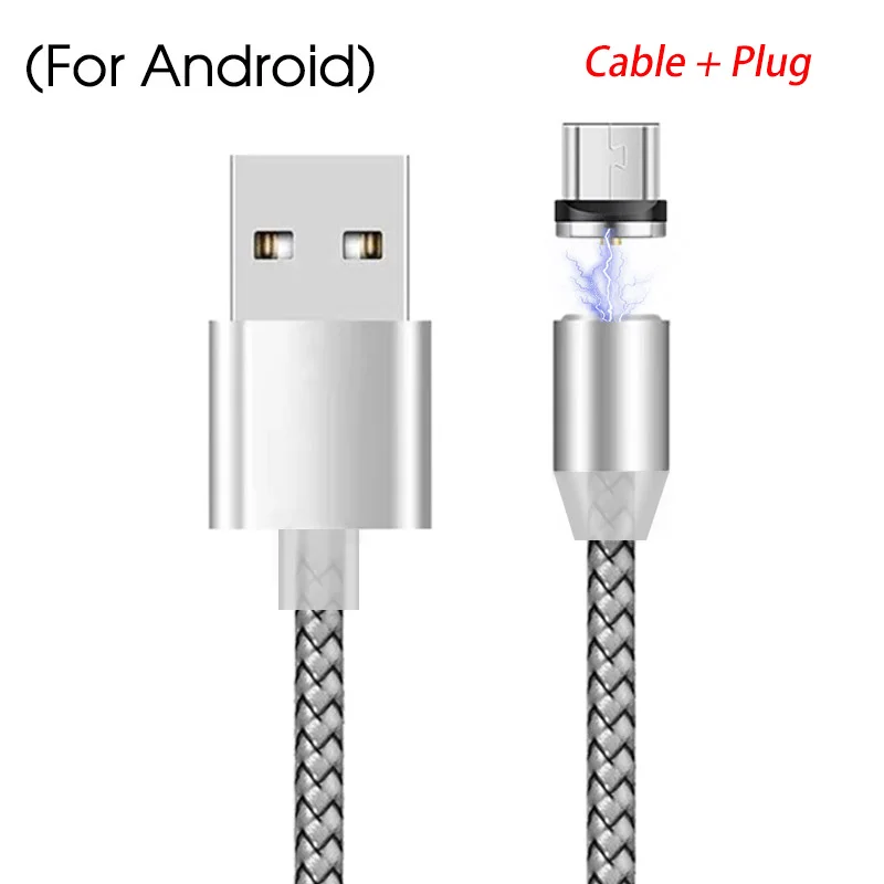 For Micro White 1 м 2 м Магнитный кабель Micro usb type C Быстрая зарядка Micro usb type-C Магнитный зарядный провод USB C для huawei P30 P20 Pro USB кабель - Цвет: For Micro White