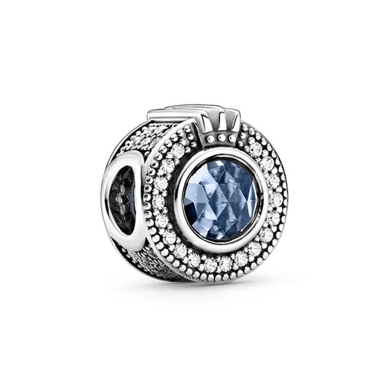 

2020 Autumn 925 sterling silver Sparkling Blue Crown O Charms Fit Bracelet Charm Beads Pendant for Jewelry DIY Making Wholesale