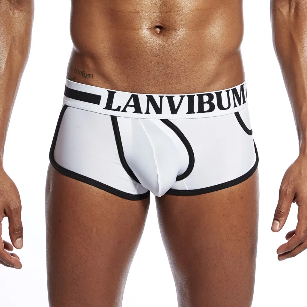 LANVIBUM модные брендовые мужские сексуальное нижнее белье боксеры чистый цвет