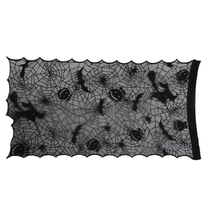 Halloween Decor Lace Spider Table Cloths Multi-Size Party Home Festival Decoration Textile Modern Simple Design Kitchen Curtain - Цвет: B3