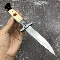 2021NEW Russian Finka NKVD KGB wit EDC Manual Folding Pocket knife black and white resin handle 440C blade Mirror Finish