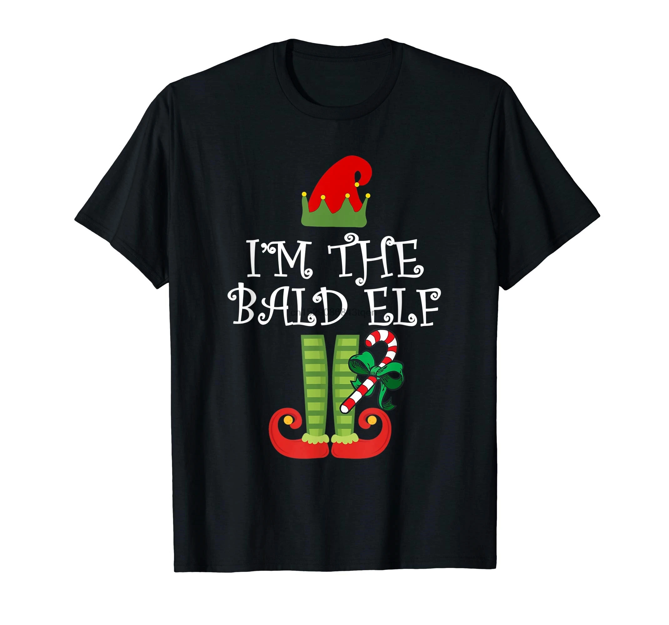 Рождественская футболка с надписью I'm The Bald Elf для всей семьи Мужская черного