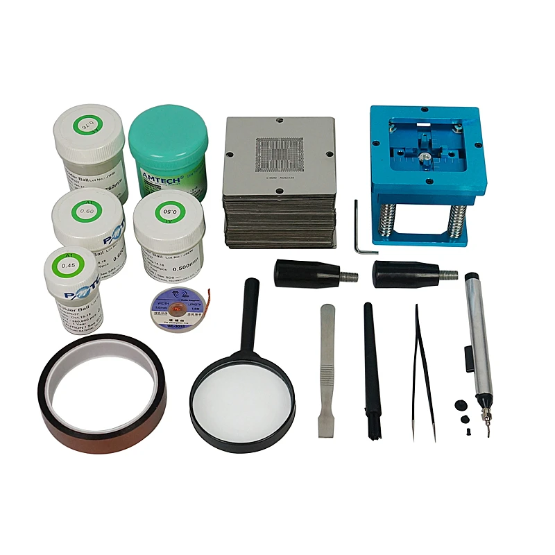

BGA Stencils 184Pcs Template BGA Reballing Station Solder Balls Solder Flux Paste Kit 90MM For Playstation Laptop Desktop Chip R