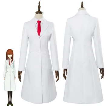 

Steins;Gate 0 Makise Kurisu Christina assistant Outfit White Uniform Long Coat Shirt Cosplay Costume New