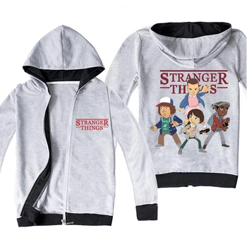 

Stranger Things Zipper Hoodies Long Sleeve Cartoon Printing Oversized Hoodie Tees Tops Girls Kids Clothes Boys Sweatshirts