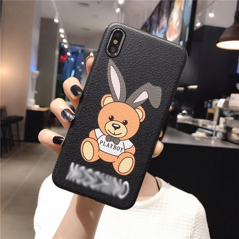 rabbit Кожаный чехол с рисунком медведя для iPhone 11 Pro Max силиконовый чехол для телефона для iPhone 7 6 6s Plus чехол s Мягкий ТПУ чехол для iPhone# E0 - Цвет: rabbit