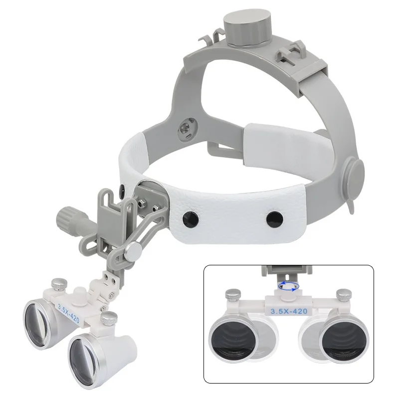 320-420 mm Dental Binocular Magnifier 3.5X Optical Glass Ultra-light Helmet Magnifying Glass Wide Field of View Dental Loupes laser measuring tape