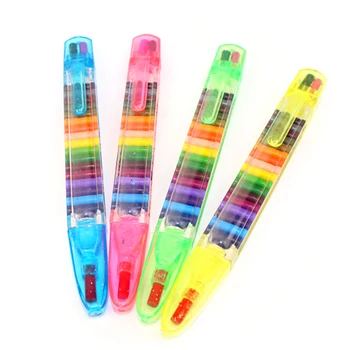 

2Pcs/lot Multicolor Nontoxic Washable Safety Caryon Pen Kids Drawing Printing 20colors Children's Crayon pens Toy