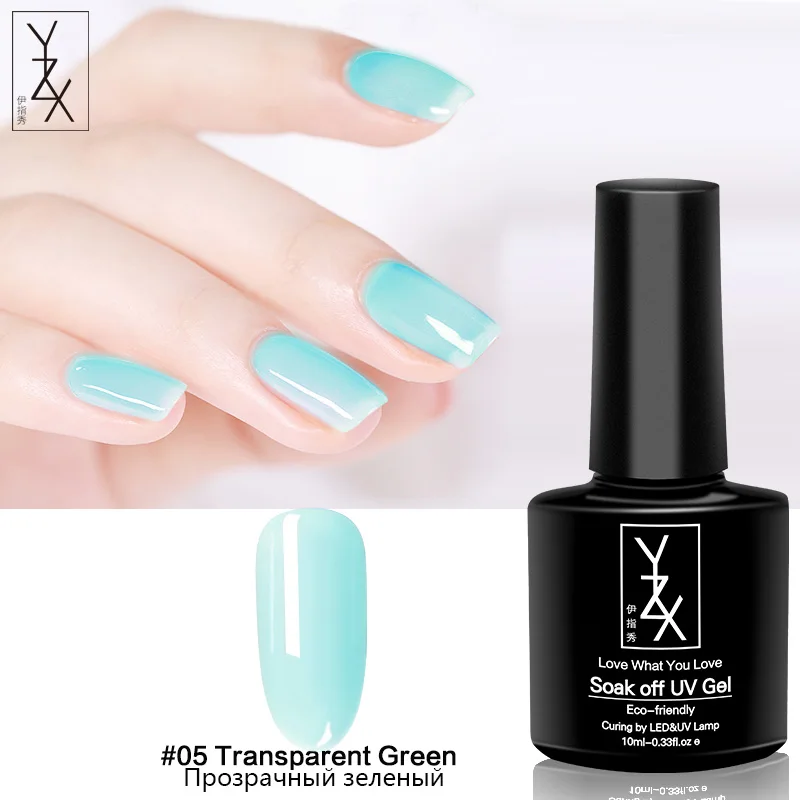 Transparent Green YXZ 10 мл горячие новые прозрачные цвета УФ/Led гель для ногтей замочить от эмалевый лак молочный белый розовый телесный гель для ногтей лак для ногтей - Цвет: Transparent Green