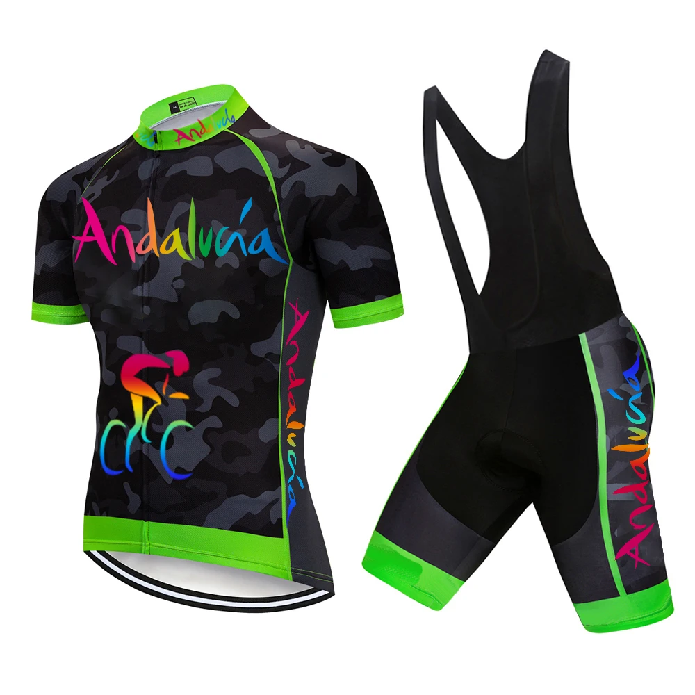 Andalucia Camouflage Team Summer Bike Cycling Jersey Sets Men Bike Clothes Wear Bib Shorts Breathable 20D GEL Pad cycling jersey cycling suit cycling jersey set