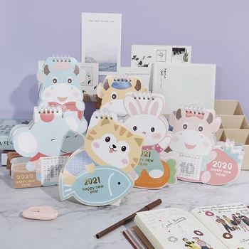 

2021 Cartoon Mini Desk Calendar DIY Portable Calendars Daily Schedule Planner
