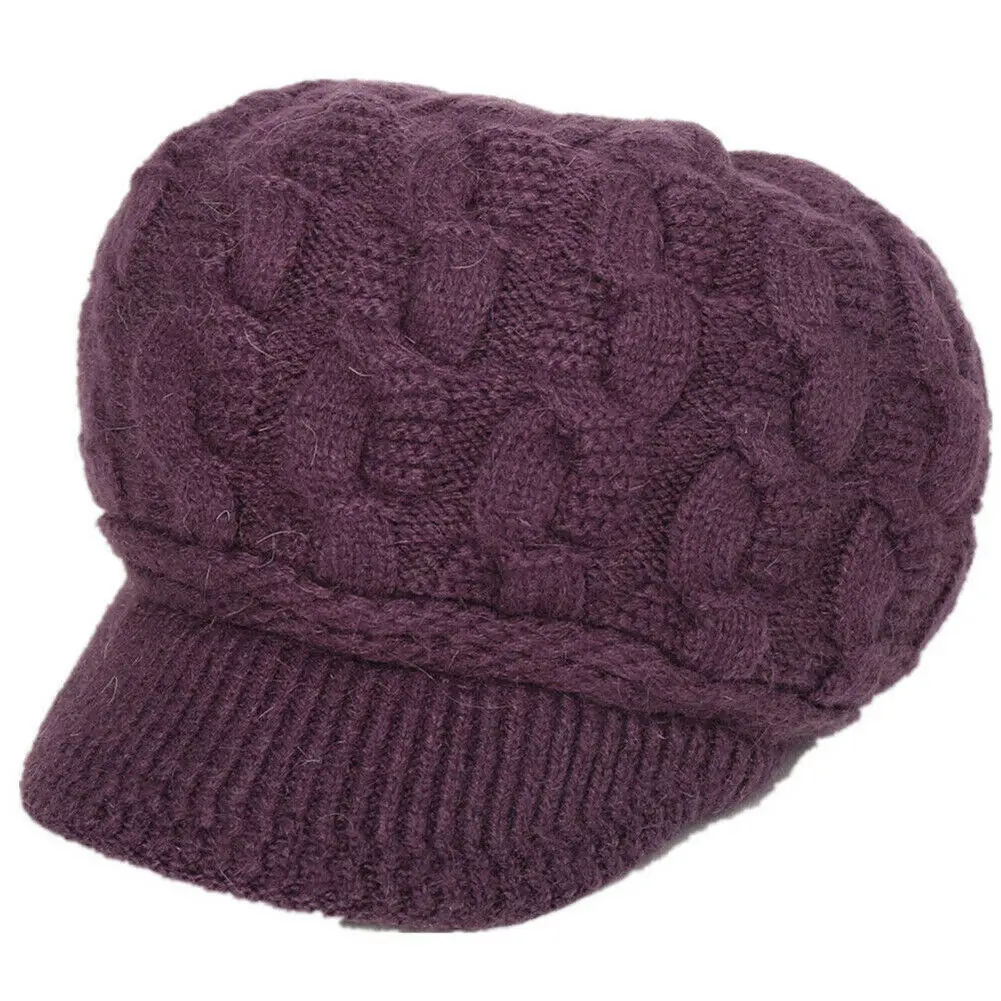 Dark Purple Женские теплые вязаные вещи для зимы, мешковатые вязаные шапки, вязаные крючком, Лыжные шапки - Цвет: Dark Purple