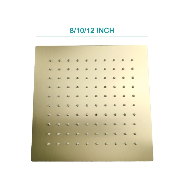 Gold Plated Overhead Shower Head Shower Arm Big and Small Square Round SUS304 Stainless Steel Brushed Oval Modern Indoor Outdoor
