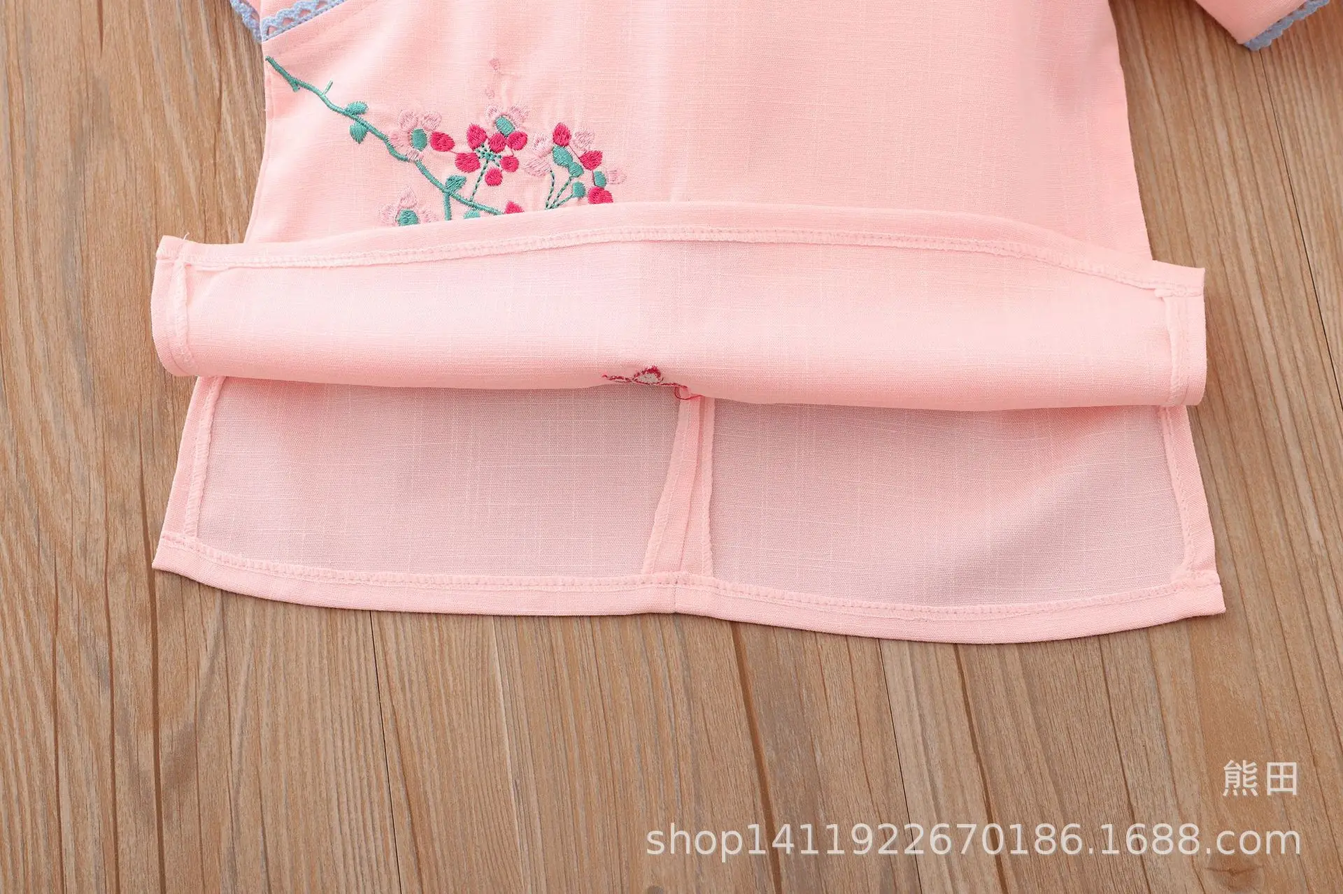 Spring Summer New Style Children Chinese Clothing Cotton Linen Short Sleeve CHILDREN'S Suit Chinese-style Handmade Frog Girls Ch