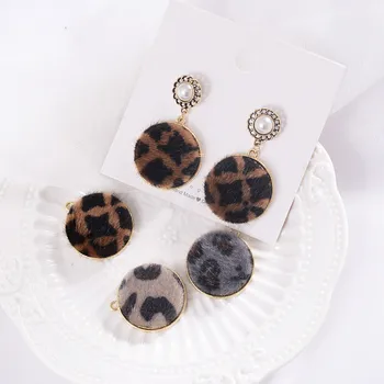 

Winter style 30pcs/lot Leopard print Cloth button core geometry rounds shape alloy floating locket charm diy jewelry accessory