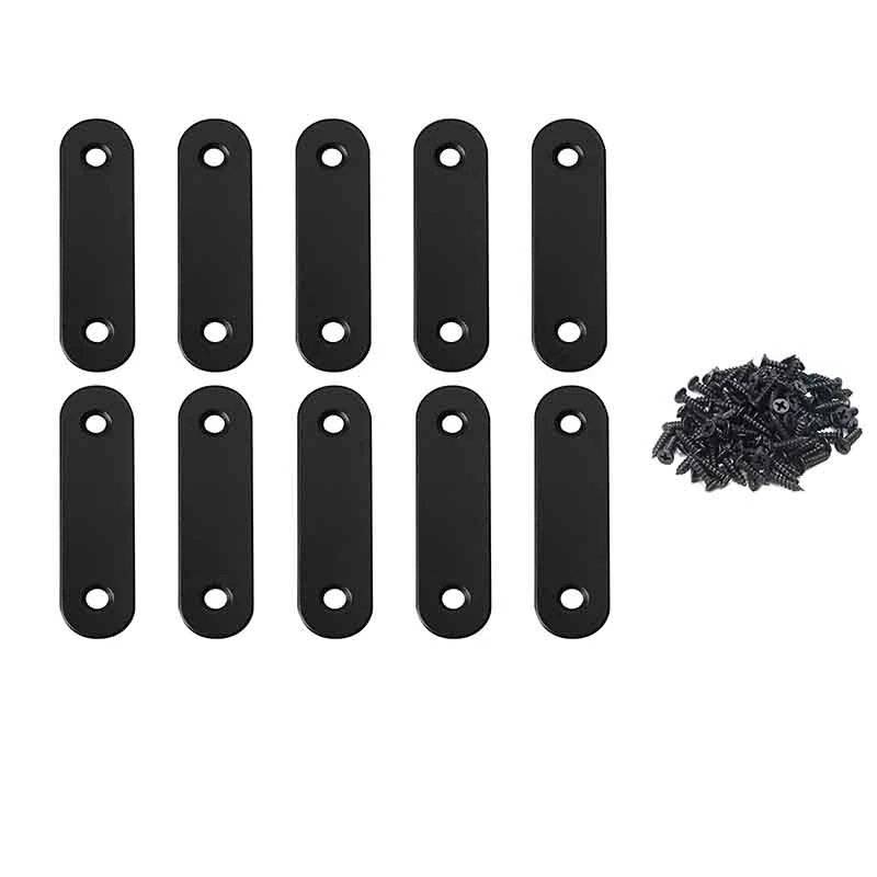 Promotion! 10PCS Stainless Steel Straight Bracket Flat Metal Angle Connector 2.36In/60mm Black |