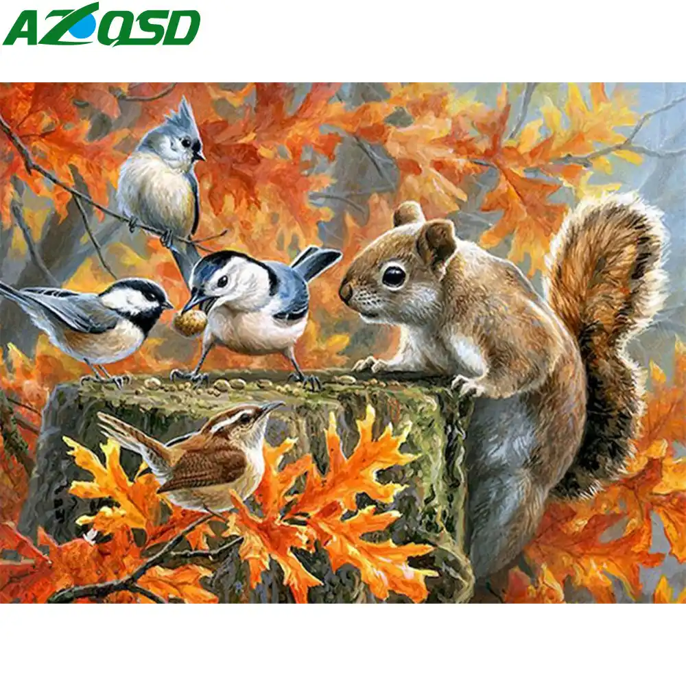 Azqsdペイント番号でフレームリス鳥手数字動物キットによる絵画ルーム装飾 番号でペイント Aliexpress