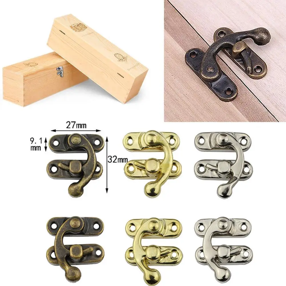Antique Vintage Latch Catch Jewellery Box Hasp Pad Gift Chest Lock Hook Hinges Concealed Buckle Box Accessories