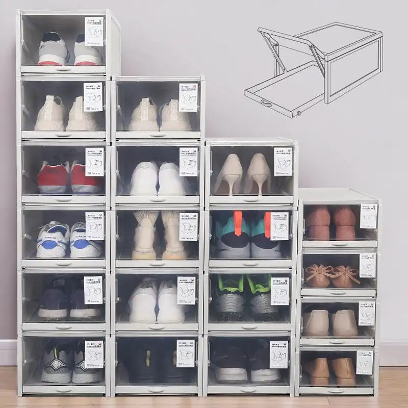 

Explosive home PP storage box drawer shoe cabinet finishing storage rack shoe box to save space can be stacked shoe storage box