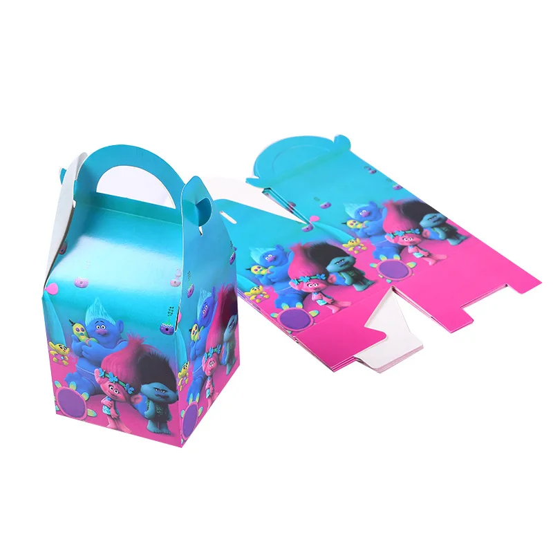 Candy Box 6pcs Детский душ мультфильм тема троллей день рождения одноразовая посуда набор семья и Друзья Семья вечерние украшения принадлежности - Цвет: Candy Box 6pcs