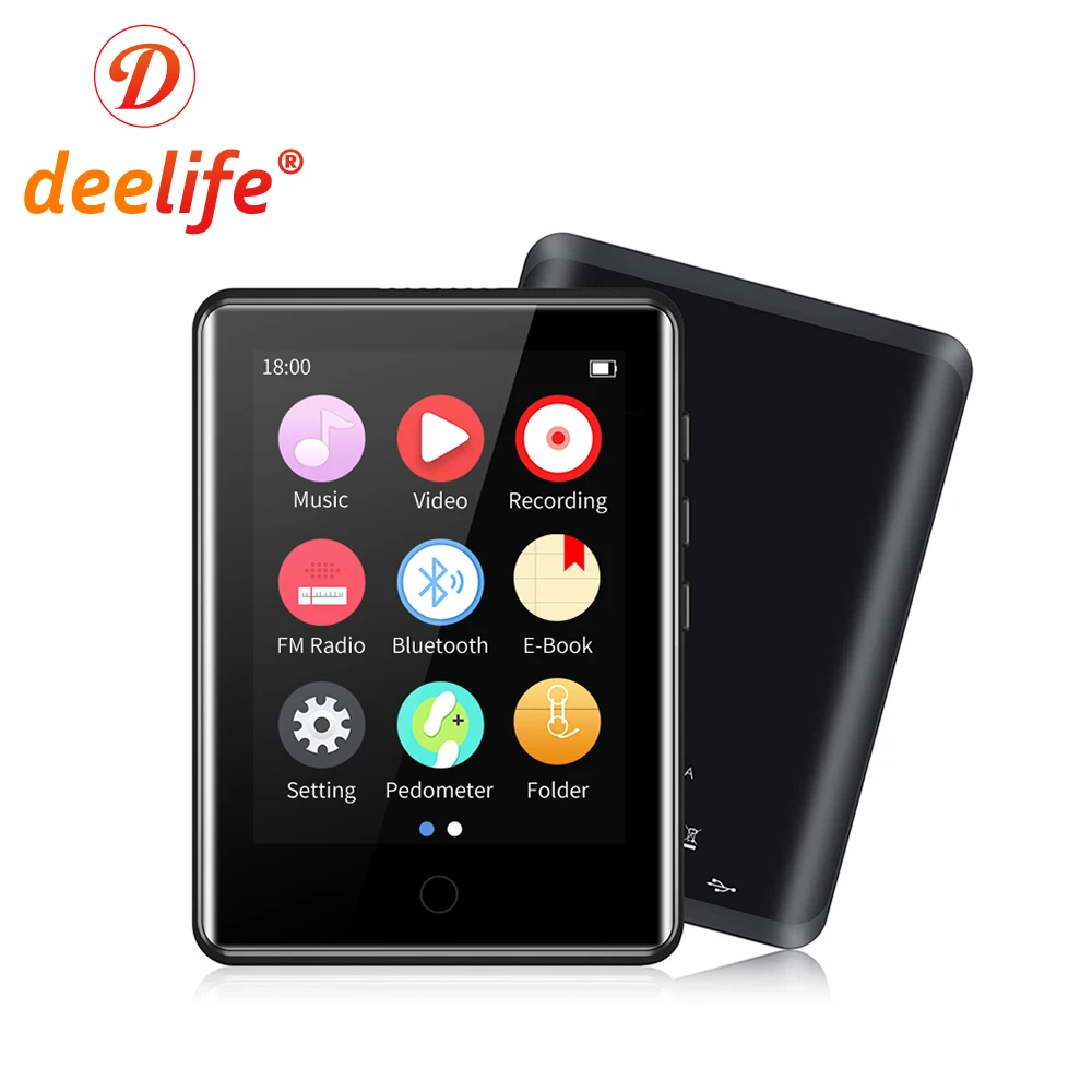 Портативный музыкальный плеер Deelife Mp3 с сенсорным экраном Fm радио шагомер запись