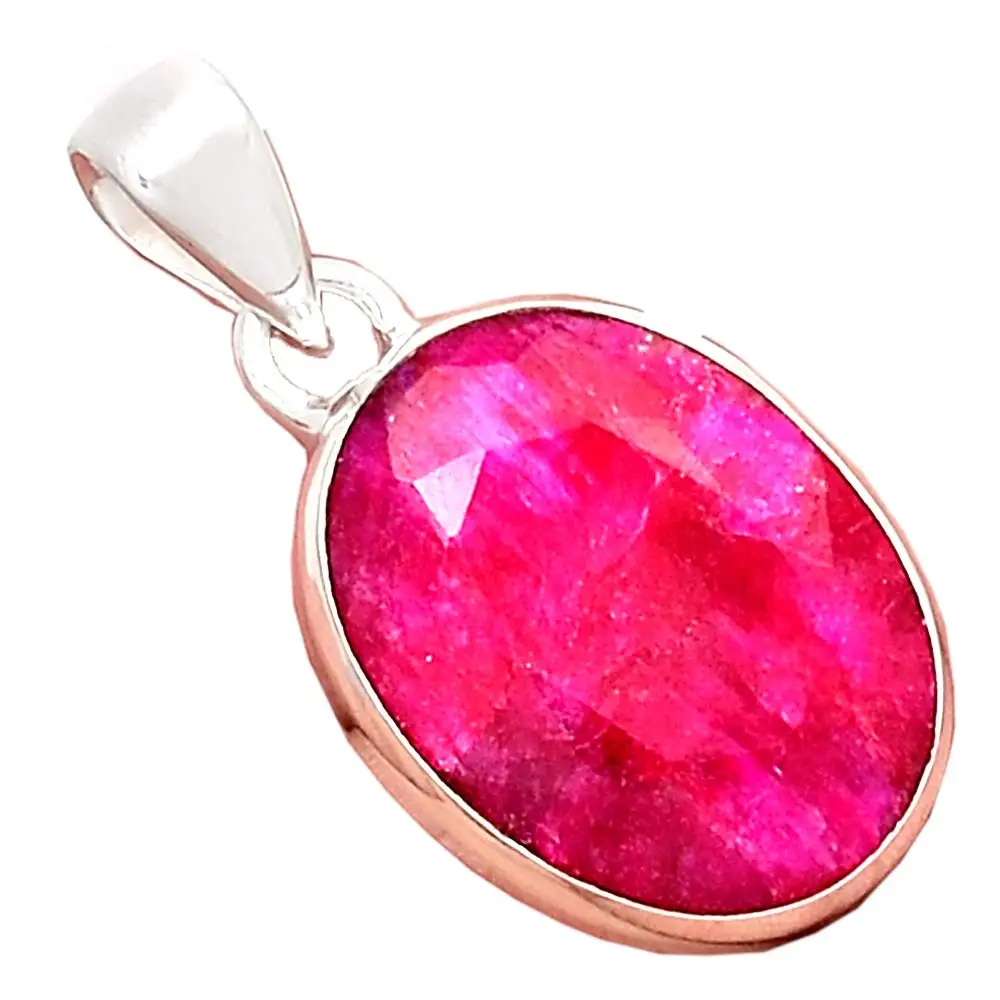 

Genuine Ruby Pendant 925 Sterling Silver, 32.2 mm, AP6525