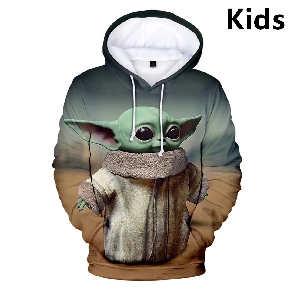 3 To 14 Years Kids Hoodies The Mandalorian Baby Yoda 3D Hoodie Sweatshirt Boys Girls Casual Cartoon Jacket Coat Children Clothes