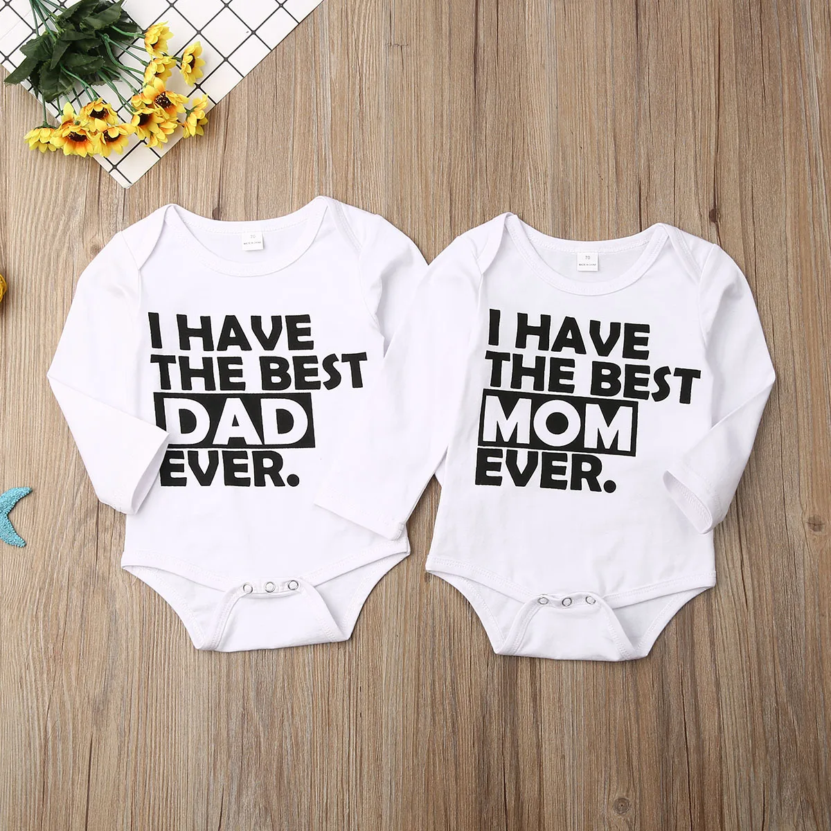 0-18M Newborn Baby Boy Girl Long Sleeve Letter Print Cotton Bodysuit Jumpsuit Playsuit Outfits Baby Clothes