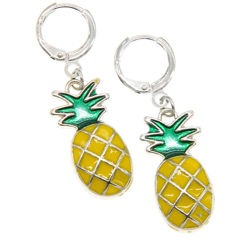 Koreanische neue süße Frucht Damen anananas Ohrringe einfachen Charme Kupfer Ring Metall Emaille Ananas ohringe | Украшения и