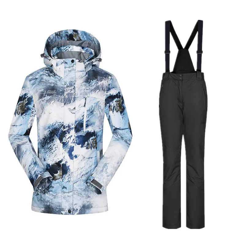 black set Горнолыжный костюм женскийлыжный костюм лыжный костюм женский зимний костюм женский сноуборд горнолыжный костюм лыжи костюм спортивный женский брючный костюм женский костюм зимний женский зимний костюм куртка женская - Цвет: black set