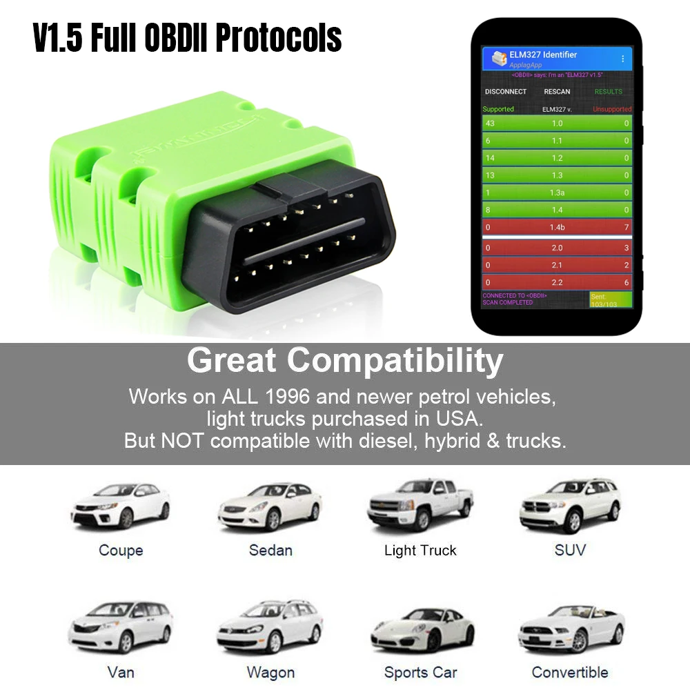 

KONNWEI ELM327 V1.5 OBD2 Scanner KW902 Bluetooth Autoscanner PIC18f25k80 MINI ELM 327 OBDII KW902 Code Reader for Android Phone