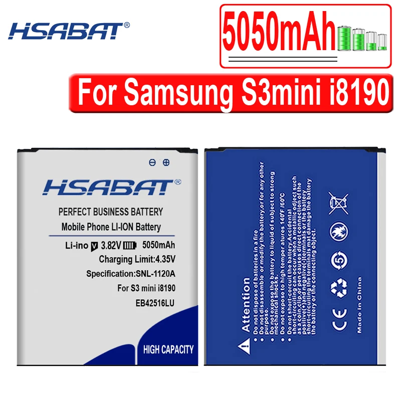 Аккумулятор HSABAT 5050 мАч EB425161LU для Samsung galaxy s3 mini i8190 i699 ace 2 i8160 i8190N i739 S7580 S7560(M) J1 Mini |