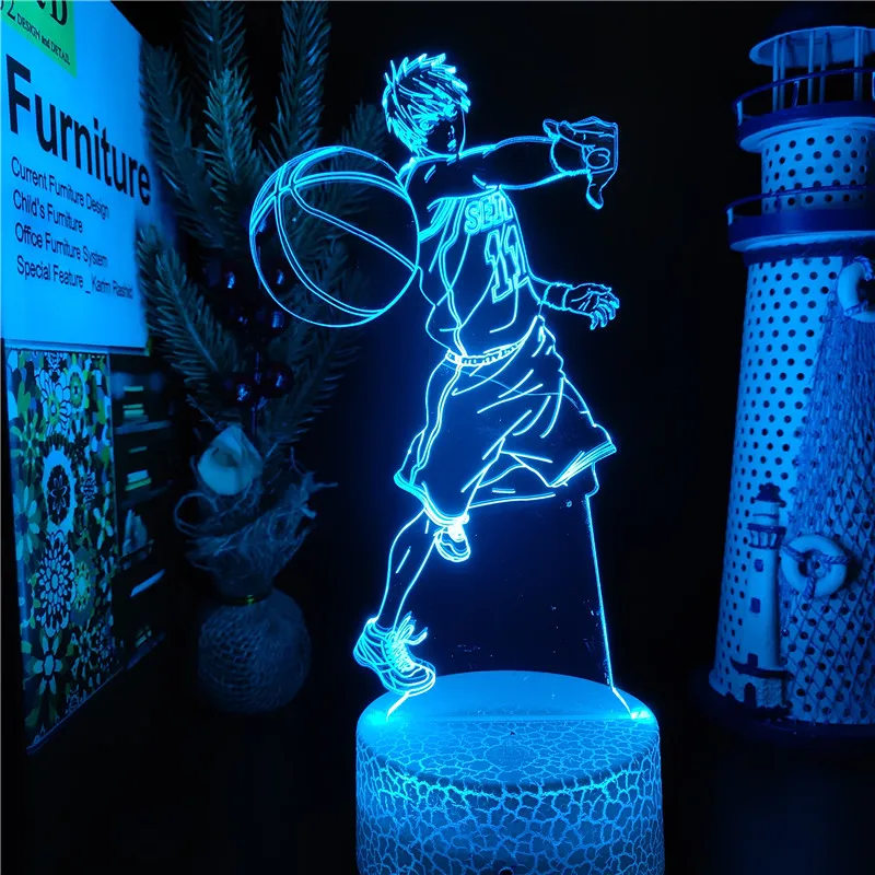 

Kuroko's Basketball 3D Illusion Lamp Kuroko Tetsuya Figure Led Color Changing Night Light Bedroom Decor Lampara Kids Table Lamp