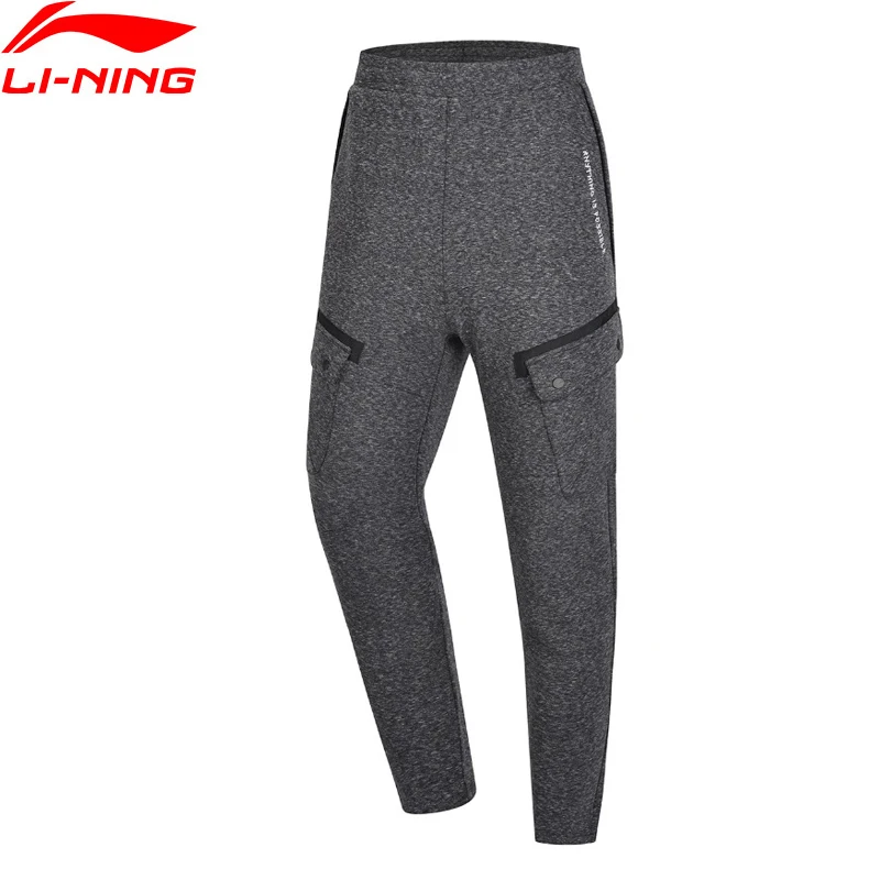 Li-Ning мужские трендовые спортивные брюки из 66% хлопка, 34% полиэстера, с карманами, удобные спортивные брюки AKLN813 MKY439