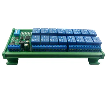 

DC 12V DIN35 C45 Rail Box 16 Channel RS485 Relay Module Modbus RTU UART Control Switch Board for PLC PTZ Camera Motor LED