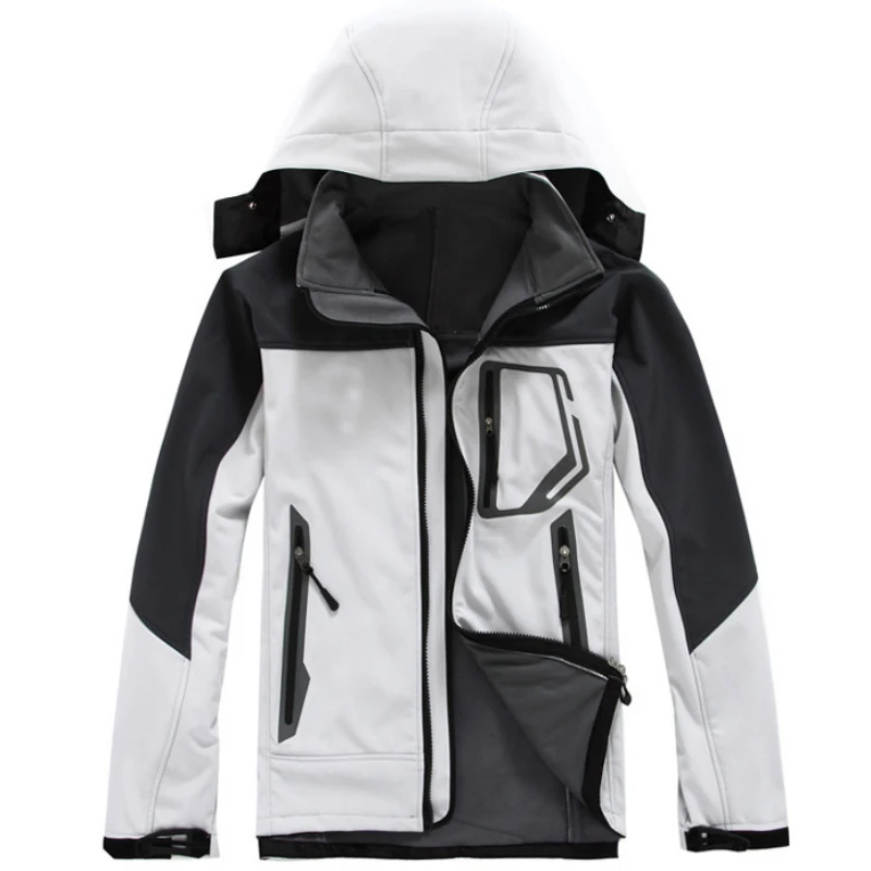 Outdoor Men's Soft Case Raincoat Jacket Outdoor Climbing Sports Clothing Waterproof Warm Soft Case Clothing Fleece