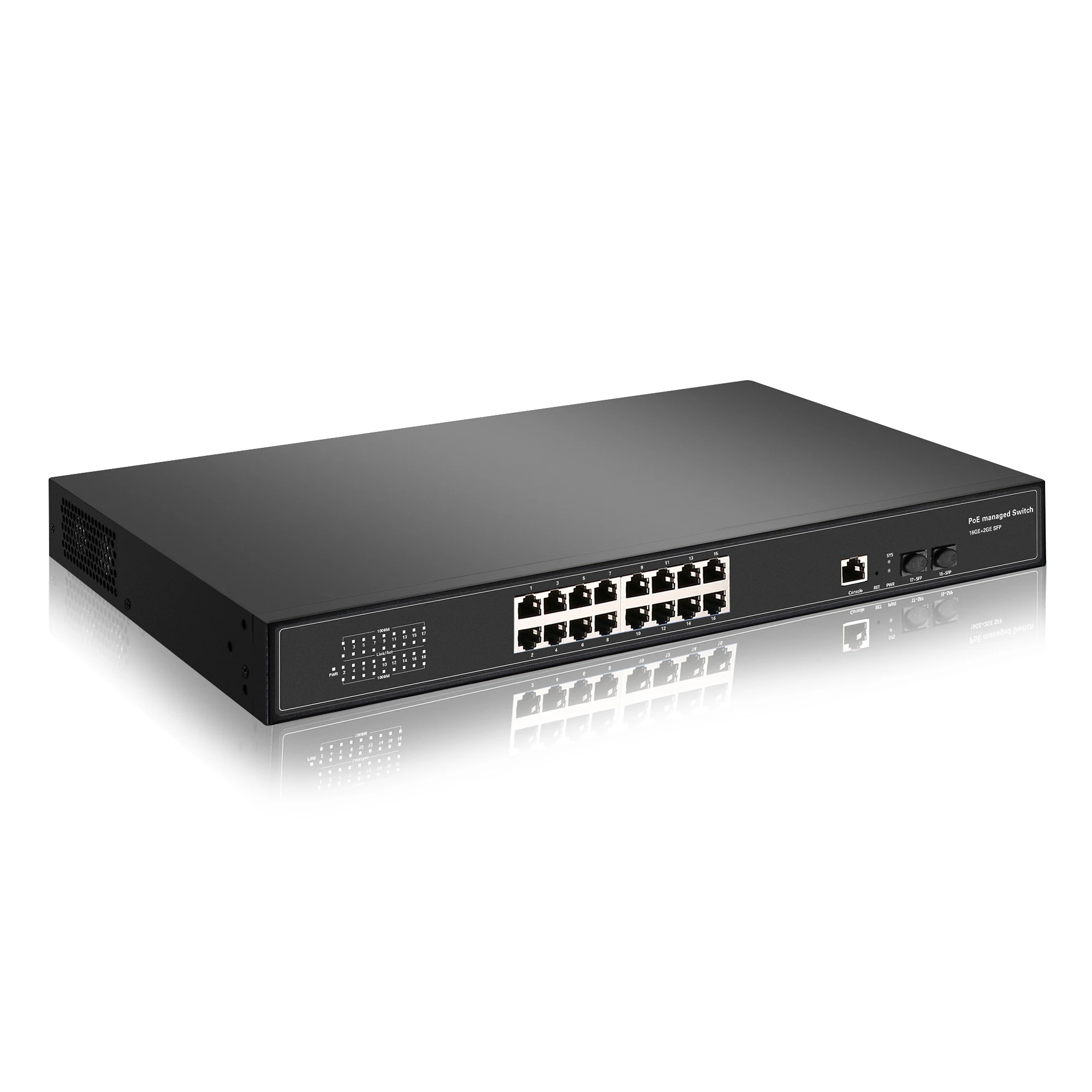 16포트 기가비트 관리형 POE 스위치(2개의 기가비트 SFP 슬롯 포함) 16 포트 POE 관리형 스위치 IGMP VLAN(200w)