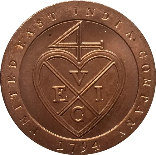 1794 Индия-британская 1/48 рупия копия монет 31 мм
