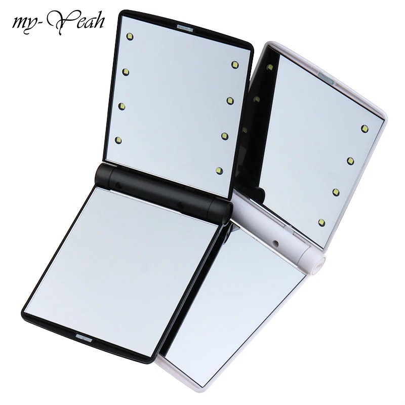 

1PC 8 LED Lights Makeup Mirror Foldable Portable Compact Pocket Ladies Cosmetic Mini Mirror Beauty Makeup Tools