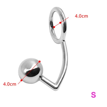 FBHSECL 40/45/50mm Metal Anal Hook with Penis Ring for male Anal Plug Penis Chastity Lock Fetish Cock Ring Sex Toys for Men 4