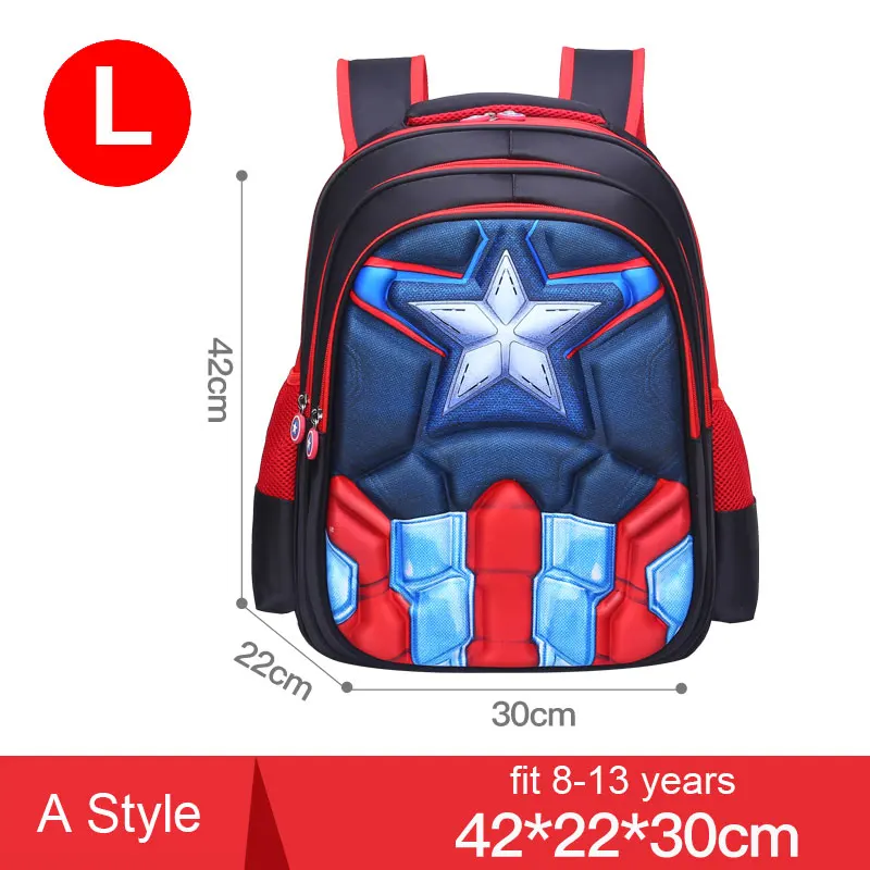 Red L Captain MARVEL, Супермен, Бэтмен, Человек-паук, школьные сумки для детей, детский сад, детская школьная сумка, рюкзак, школьные сумки, детский студенческий рюкзак - Цвет: Red L Captain