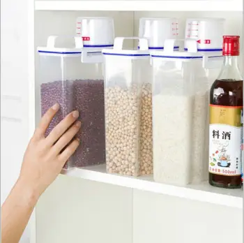 

2L Plastic Cereal Dispenser Storage Box Kitchen Food Grain Rice Container